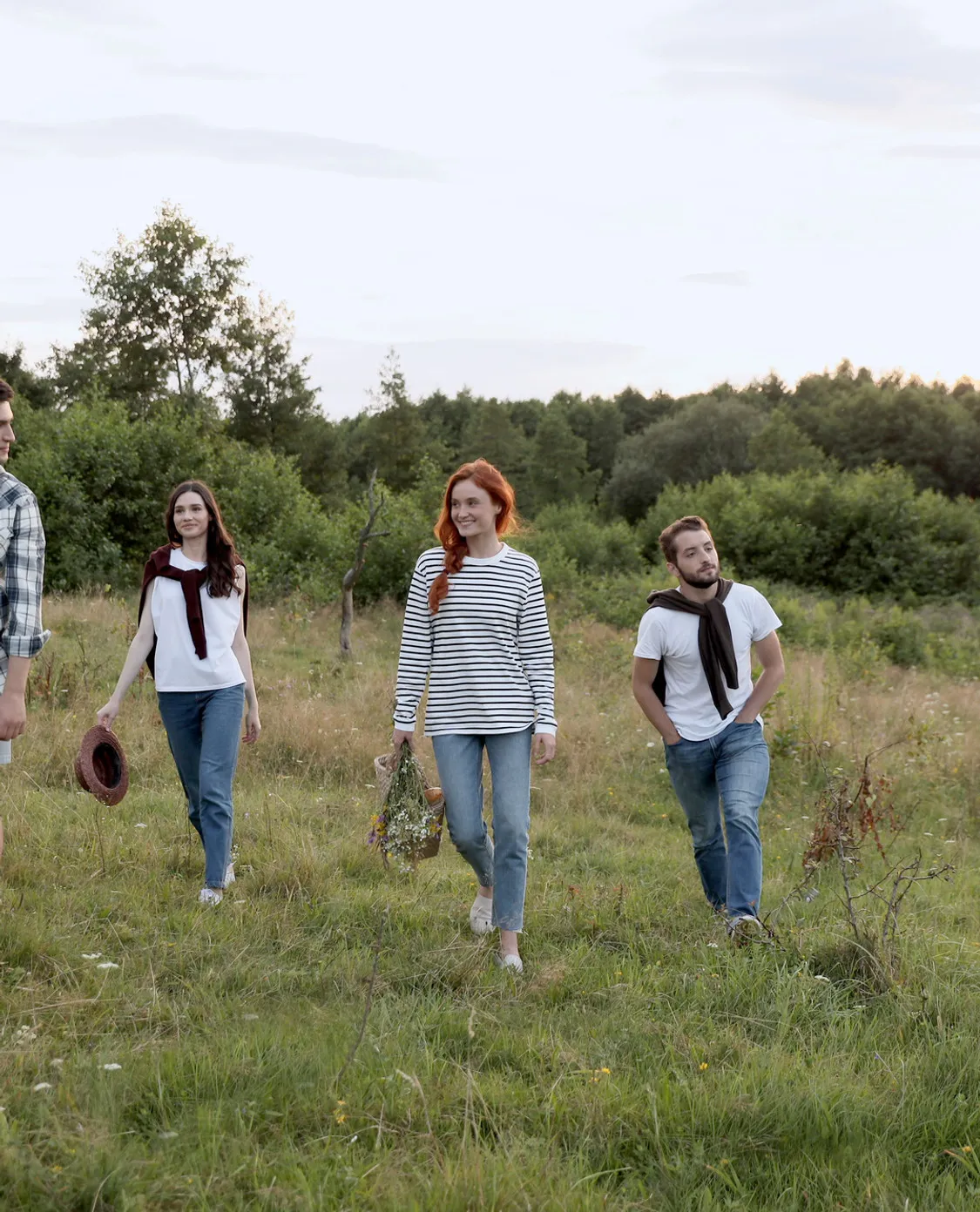 Friends walking in nature